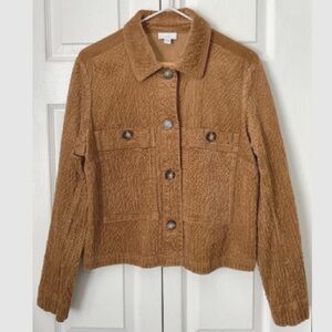 J Jill Women Textured Corduroy Jacket in Vicuna Size M